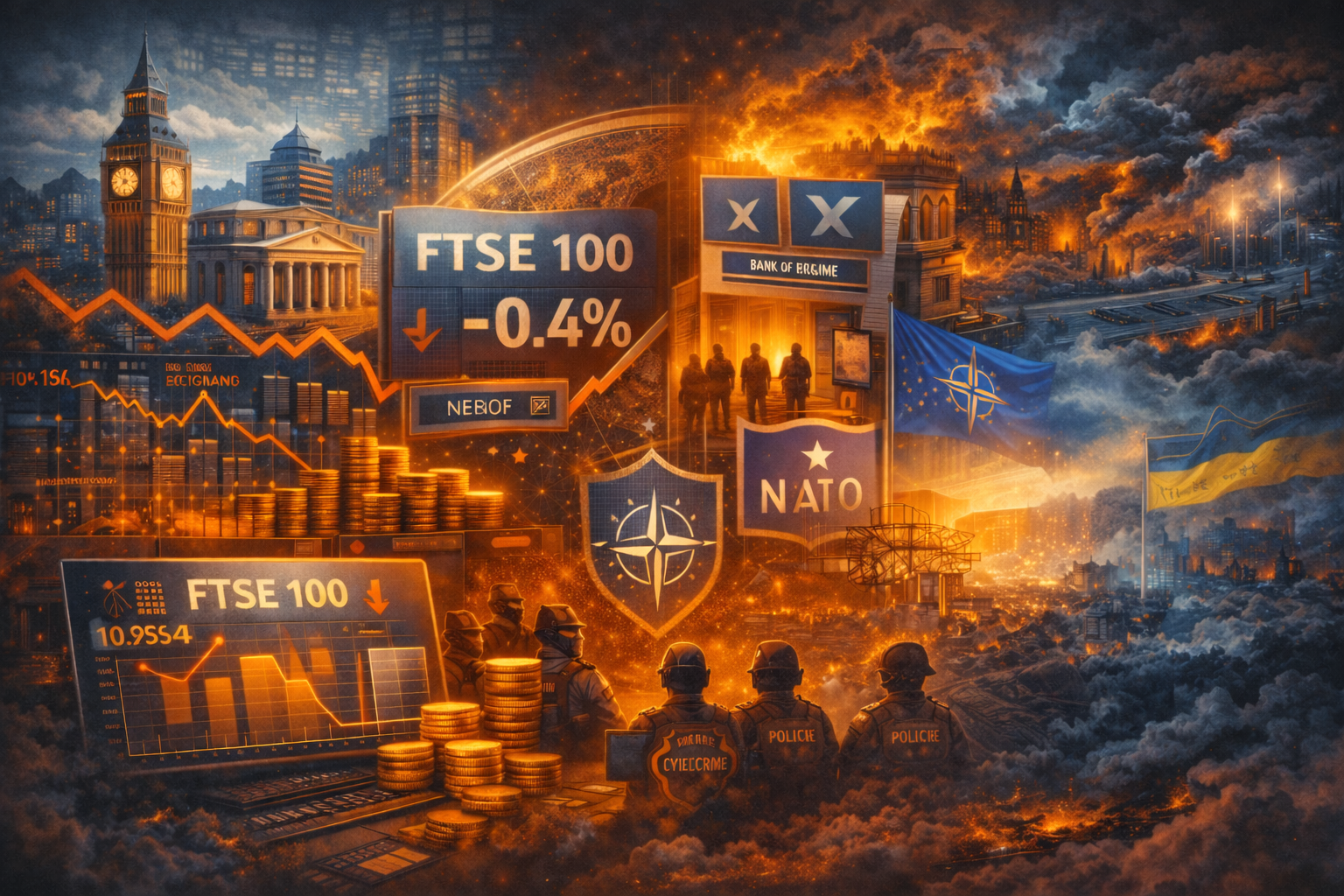 Europe turns cautious as the FTSE 100 slips from highs, France raids X, and NATO warns peace in Ukraine will require tough choices.